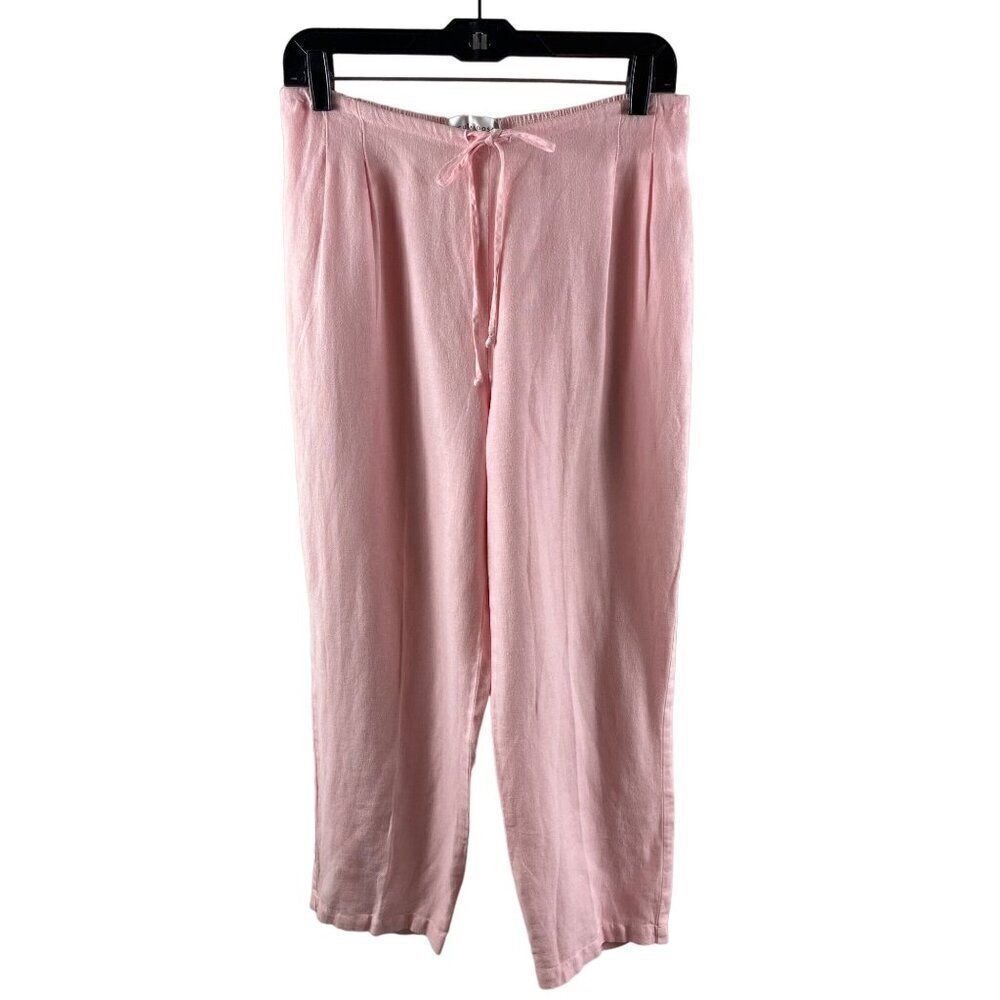 Cut Loose Linen Pull-On Drawstring Casual Ankle Pants Small Pink Laganlook Boho